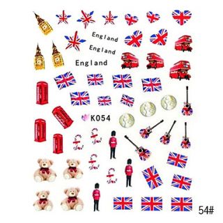 5PCS Water Transfer Printing Nail Art Stickers K Sery No.3(Assorted Colors)