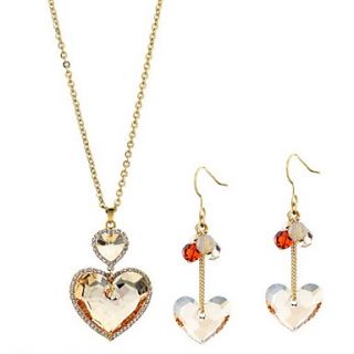 Charming Copper Gold Plated With Crystal And Rhinestone Anniversary Jewelry Set Including Necklace,Earrings