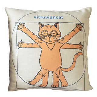 18 Square Naughty Cat Cotton/Linen Decorative Pillow Cover