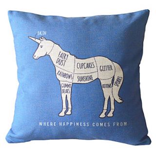 18 Square Unicorn Cotton/Linen Decorative Pillow Cover