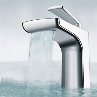 Contemporary Unique Chrome Finish Waterfall Stainless Steel Bathroom Sink Faucet
