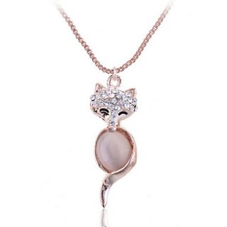 Crystals Fox with Opal Pendant Necklace(More Colors)