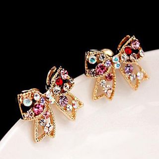 Korean jewelry sweet diamond bow diamond earrings E450