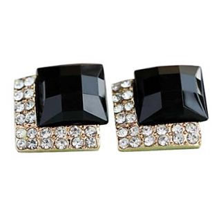 Box full of diamond black gem diamond slice of luxury European and American retro black gem diamond stud earrings E72
