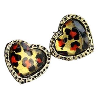 Retro Heart Leopard Leopard Heart Stud Earring Fashion Pursuit E104
