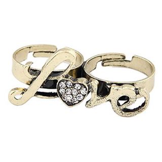European And American Vintage Diamond Love Love Letters Double Ring