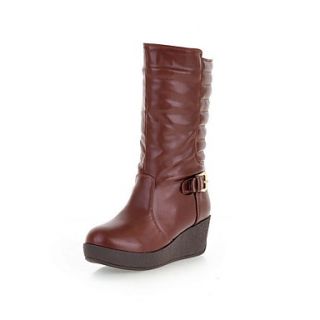 Leatherette Mid Calf Boots Casual Fashion Shoes (More Colors)