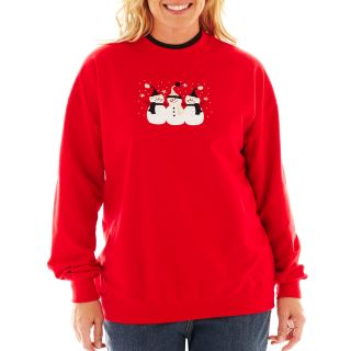 Fleece Graphic Sweatshirt, Red, Womens