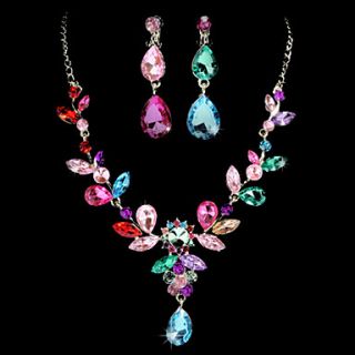 Graceful Alloy With Multi Color ZirconRhinestone Jewelry Set(Including Necklace,Earrings)