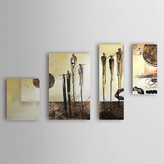 Hand Painted Oil Painting Abstract with Stretched Frame Set of 4 1309 AB1005