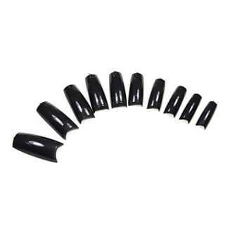 100PCS Black Pure Color French Full Cover Nail Tips
