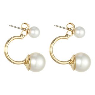 Elegant Sterling Silver With Imitation Pearl Stud Earrings