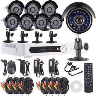 8CH Channel H.264 DVR CCTV Security Surveillance System Kit(8pcs 420TVL 1/4 CMOS Weatherproof Camera)
