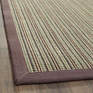 Hand woven Stripes Multicolor/ Purple Fine Sisal Rug (9 X 12)