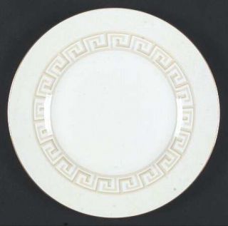 Wedgwood Athens Accent Salad Plate, Fine China Dinnerware   Bone, Tan Greek Key