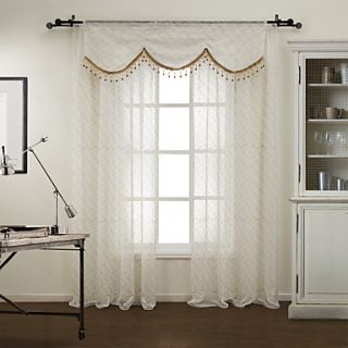 (One Pair) Modern Figure Sheer Curtain With Valance