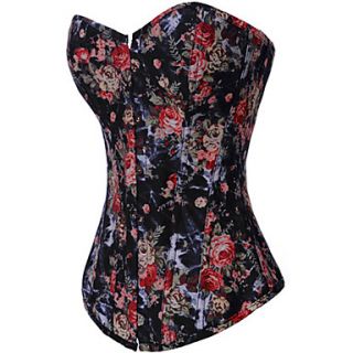 CAOJI Womens Sexy Strapless Floral Print Corset and T back