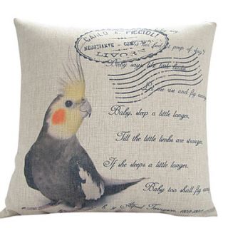 18 Country Gray Parrot Cotton/Linen Decorative Pillow Cover
