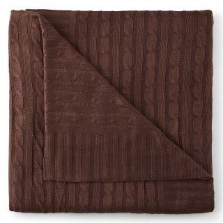 Scene Weaver Cable Knit Throw, Coffee Bean
