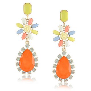 Charming Alloy With Resin Rhinestone Drops Flower Womens Earrings(More Colors)