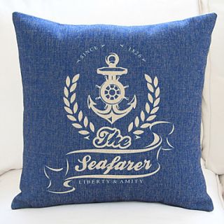 18 20 Nautical Ear Anchor Sign Blue Cotton/Linen Decorative Pillow Cover