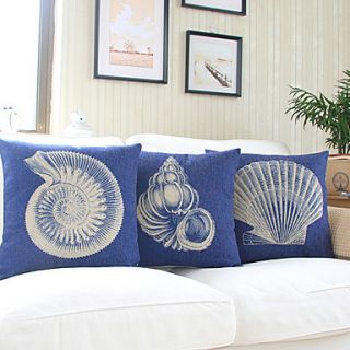 Set of 3 Nautical Sea Side Theme Cotton/Linen Decorative Pillow Cover