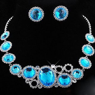 Elegant Alloy with RhinestoneAcrylic Necklace,Earrings Jewelry Set(More Colors)