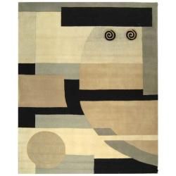 Handmade Rodeo Drive Soho Ivory/ Gray N.Z. Wool Rug (96 X 136)