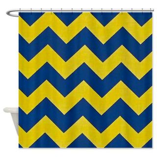  Navy and Yellow Chevron Shower Curtain  Use code FREECART at Checkout