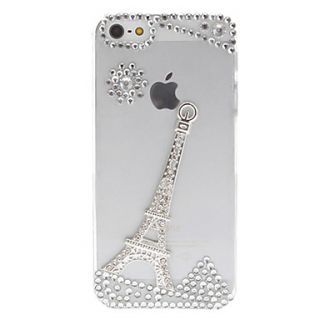 Silver Eiffel Tower with Diamonds Covered Transparent Case for iPhone 5/5S