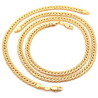 Mens Gold Filled Chunky Necklaces Bracelet 18K Gold Plated Figaro Quality Jewelry 5MM 55CM With Stamp