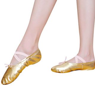 Gold Children Womens Leatherette Upper Ballet Dance Shoes