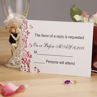 Red Floral Response Card   Set of 12