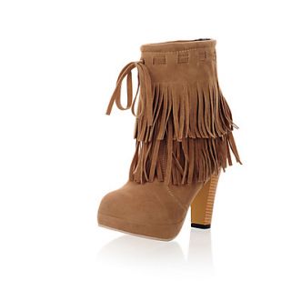 Suede Chunky Heel Booties/Ankle Boots With Tassel(More Colors)
