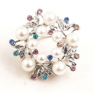 Exquisite Alloy with Rhinestone Pearl Flower Brooch