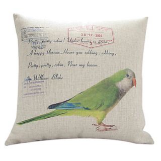 18 Emerald Green Parrot Cotton/Linen Decorative Pillow Cover