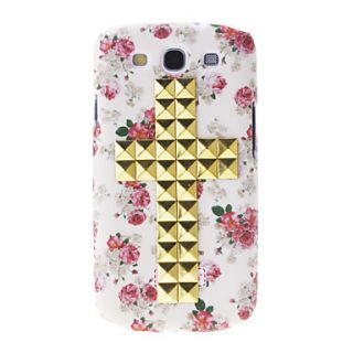 Gold Rivet Crucifix Pattern Hard Back Cover Case for Samsung Galaxy S3 I9300