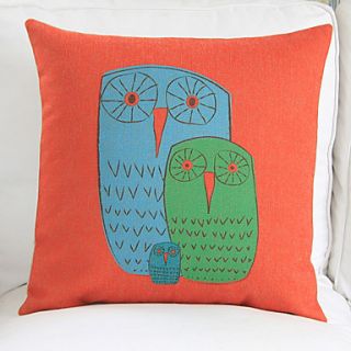 18 Abstract Owls Red Cotton/Linen Decorative Pillow Cover