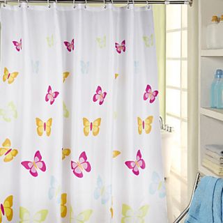 Shower Curtain Polyester Colourful Butterfly Thick Fabric Water Resistant 2 Sizes Available
