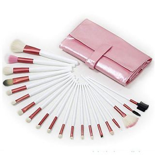 Pro 20 PCs Natural Goat Hair Makeup Brush Set with Pink Pouch