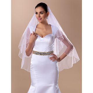 Two tier Fingertip Wedding Veil With Beading(More Colors)