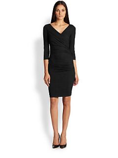 Diane von Furstenberg Bentley Ruched Jersey Dress   Black