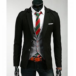 Mens Fashion Epaulette Decorated Two Single breasted Blazer Suit