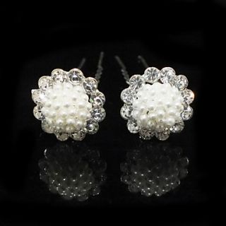 Two Pieces Alloy Wedding Bridal Hairpins With Rhinestones And Imitation Pearls