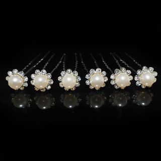 Beautiful Six Pieces Alloy Wedding Bridal Hairpins With Rhinestones And Imitation Pearls