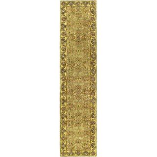 Handmade Classic Kasha Gold Wool Runner (23 X 8) (GreenPattern OrientalMeasures 0.625 inch thickTip We recommend the use of a non skid pad to keep the rug in place on smooth surfaces.All rug sizes are approximate. Due to the difference of monitor colors