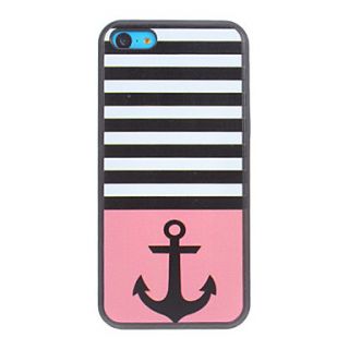 Stripe and Anchor Pattern PC Material Hard Case for iPhone 5C