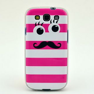 Pink Cute Mustache Pattern Soft TPU Imd Case for Samsung Galaxy S3 I9300