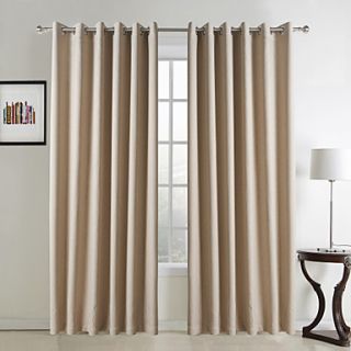 (One Pair Grommet Top) Classic Solid Faux Linen Room Darkening Curtain