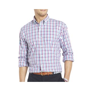 Izod Long Sleeve Plaid Button Front Shirt, Sparkling Grape, Mens